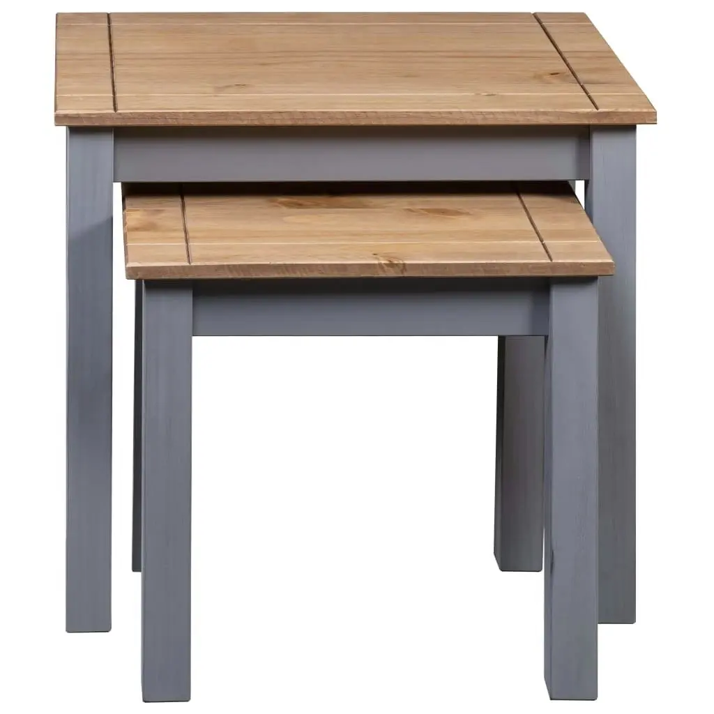 Nesting Tables 2 pcs Grey Solid Pine Wood Panama Range 282677