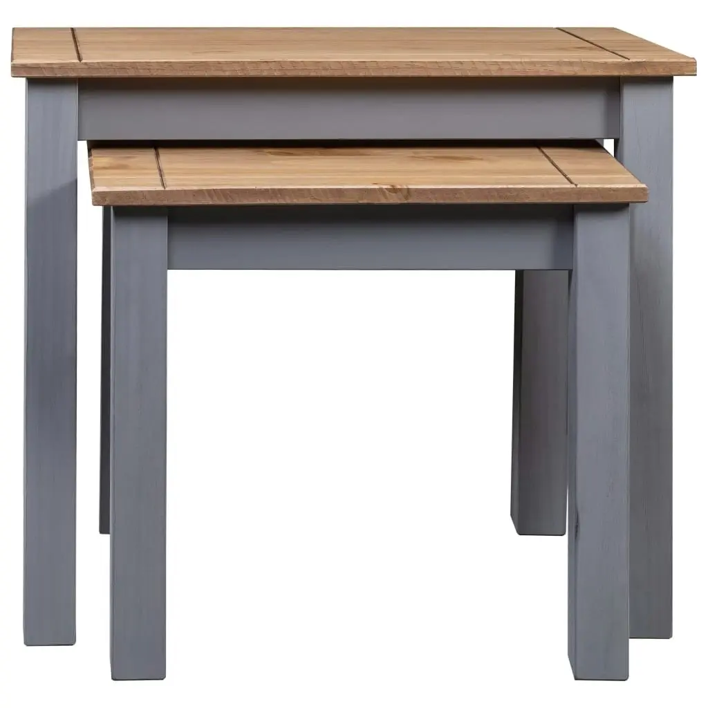 Nesting Tables 2 pcs Grey Solid Pine Wood Panama Range 282677