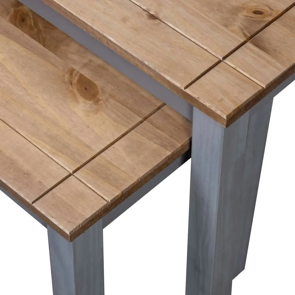 Nesting Tables 2 pcs Grey Solid Pine Wood Panama Range 282677