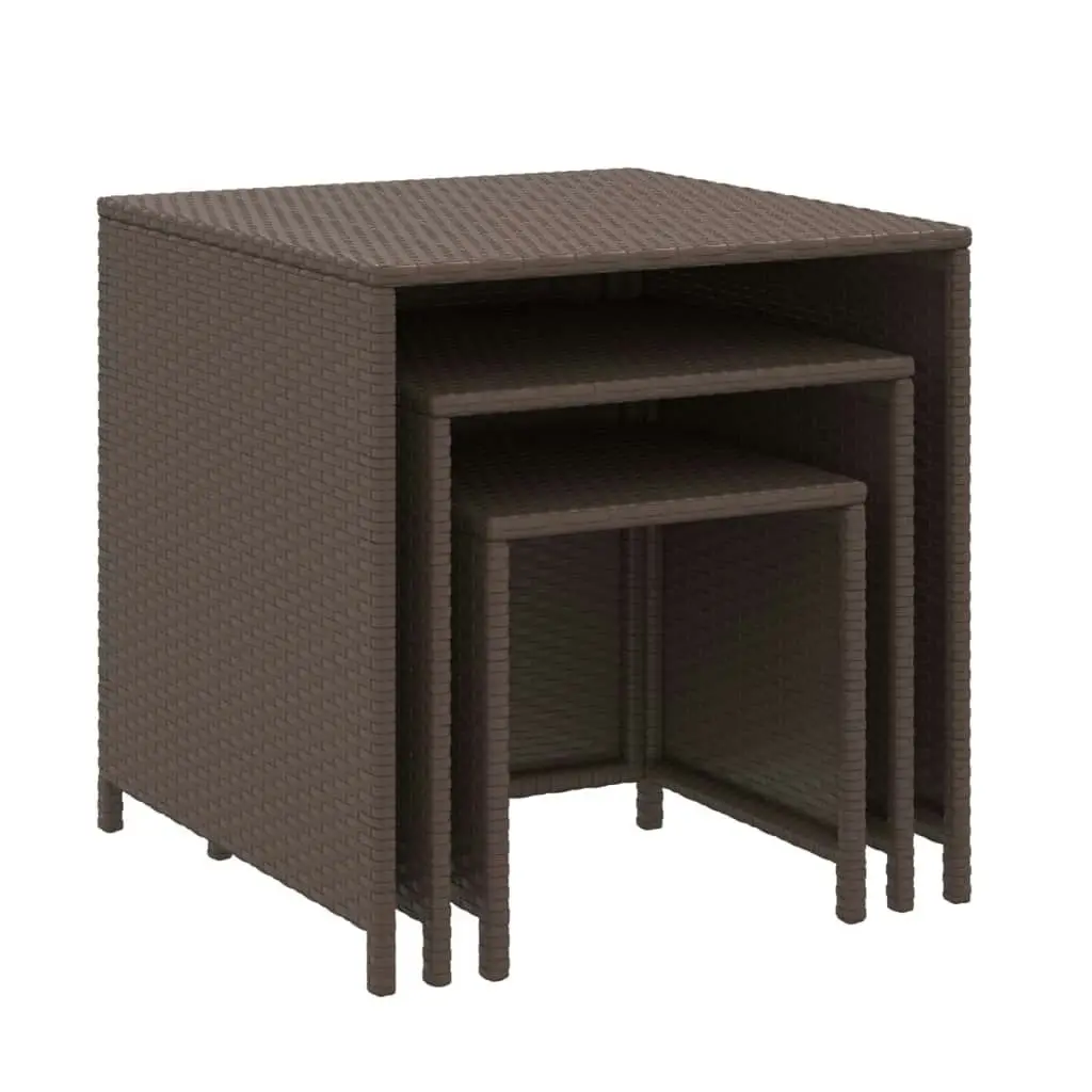 Nesting Tables 3 pcs Brown Poly Rattan 319413