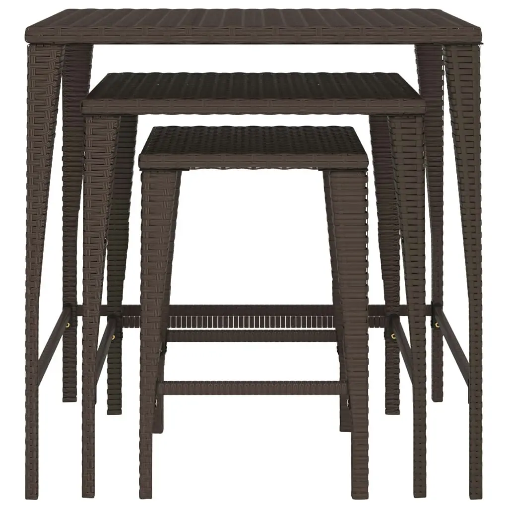 Nesting Tables 3 pcs Brown Poly Rattan 319385