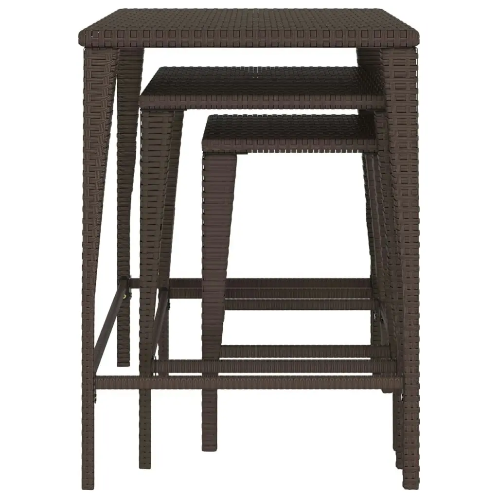 Nesting Tables 3 pcs Brown Poly Rattan 319385