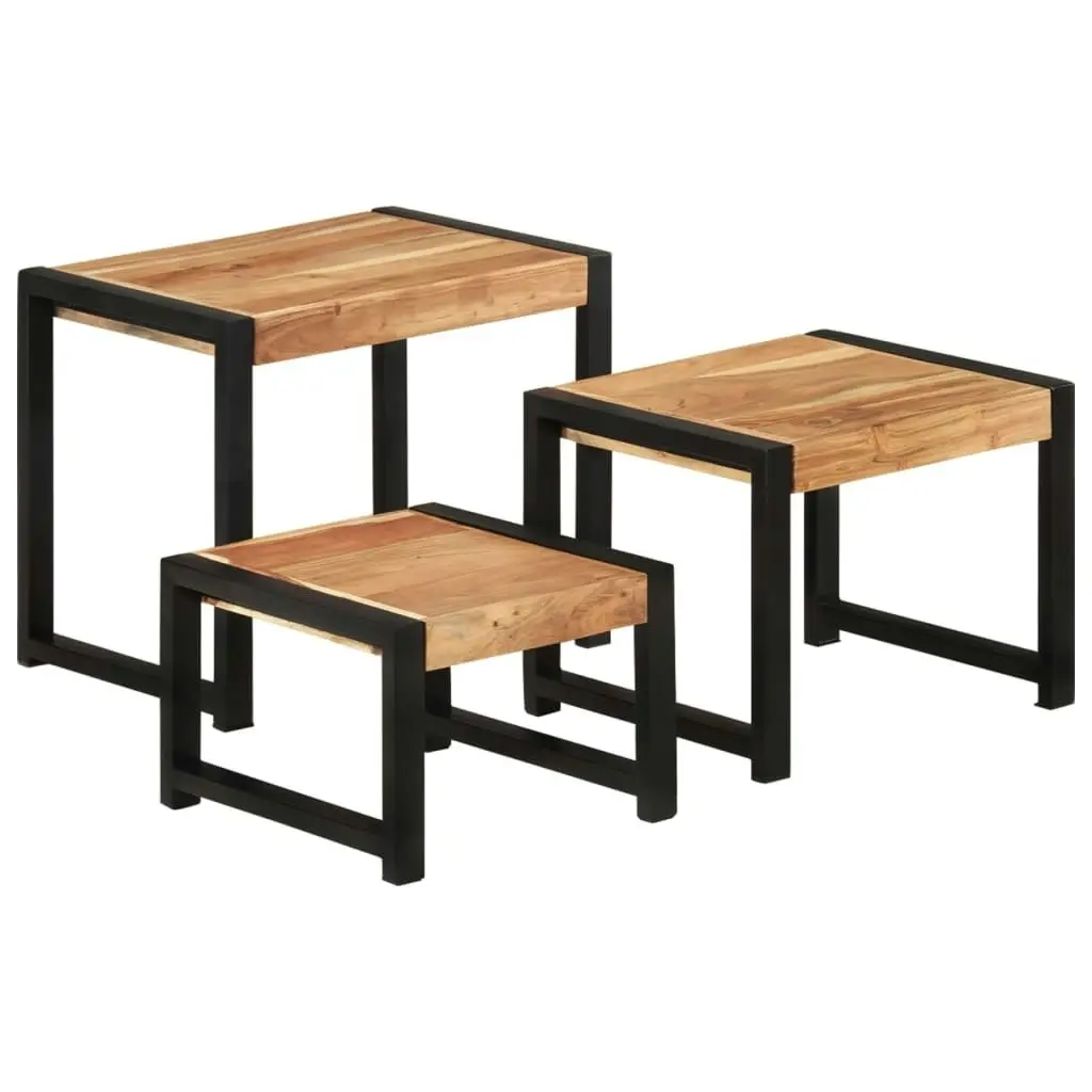 Nesting Tables 3 pcs Solid Wood with Sheesham Finish 321552