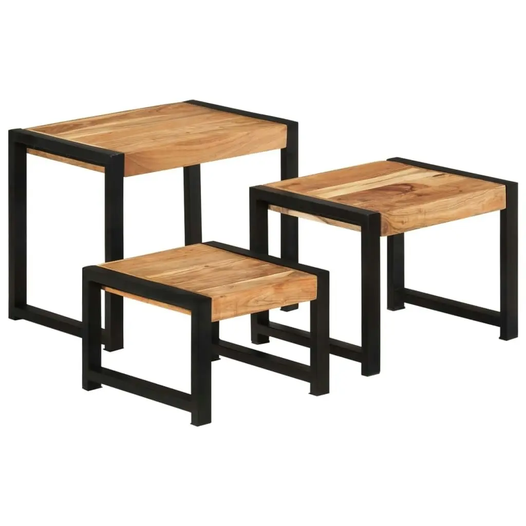 Nesting Tables 3 pcs Solid Wood with Sheesham Finish 321552