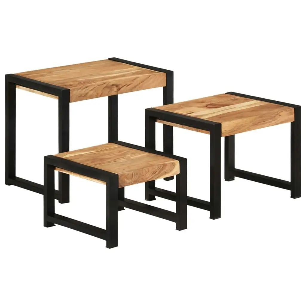 Nesting Tables 3 pcs Solid Wood with Sheesham Finish 321552