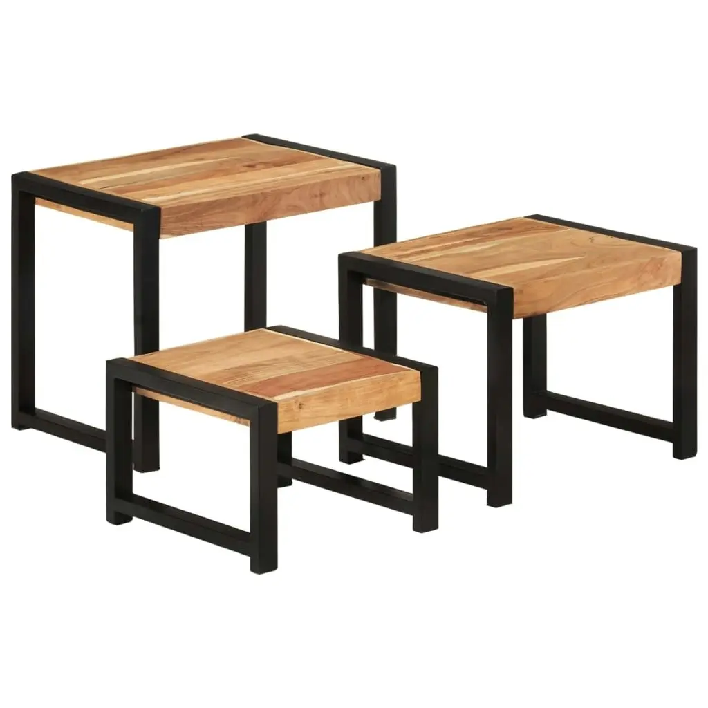 Nesting Tables 3 pcs Solid Wood with Sheesham Finish 321552