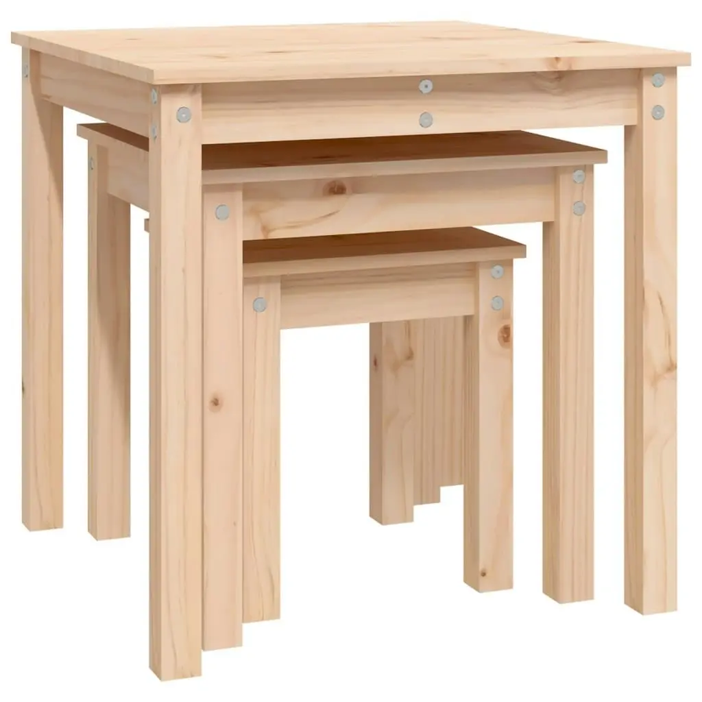 Nesting Tables 3 pcs Solid Wood Pine 824973