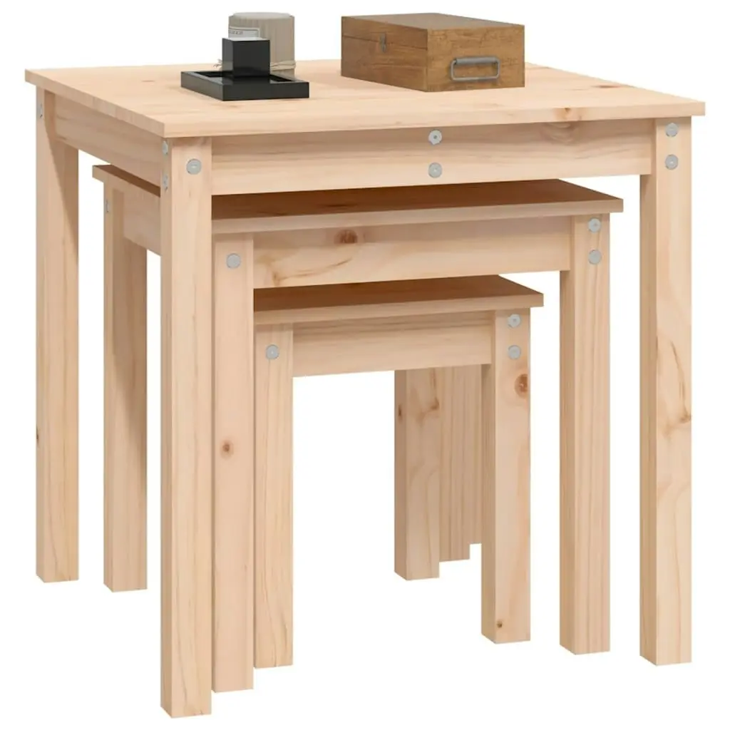 Nesting Tables 3 pcs Solid Wood Pine 824973