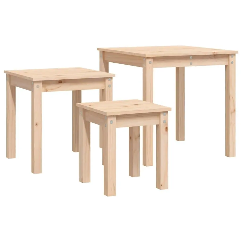 Nesting Tables 3 pcs Solid Wood Pine 824973