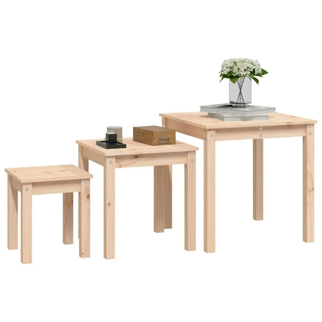 Nesting Tables 3 pcs Solid Wood Pine 824973