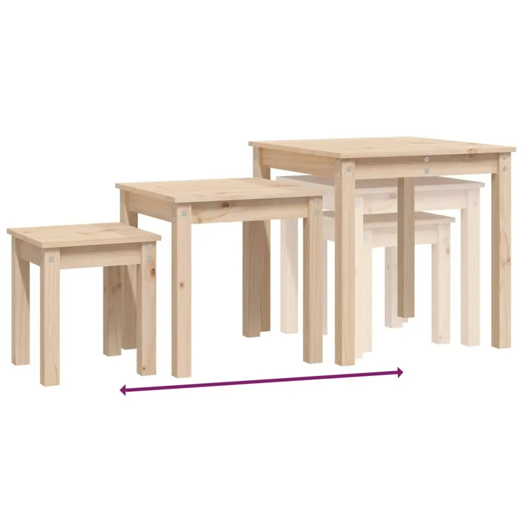 Nesting Tables 3 pcs Solid Wood Pine 824973