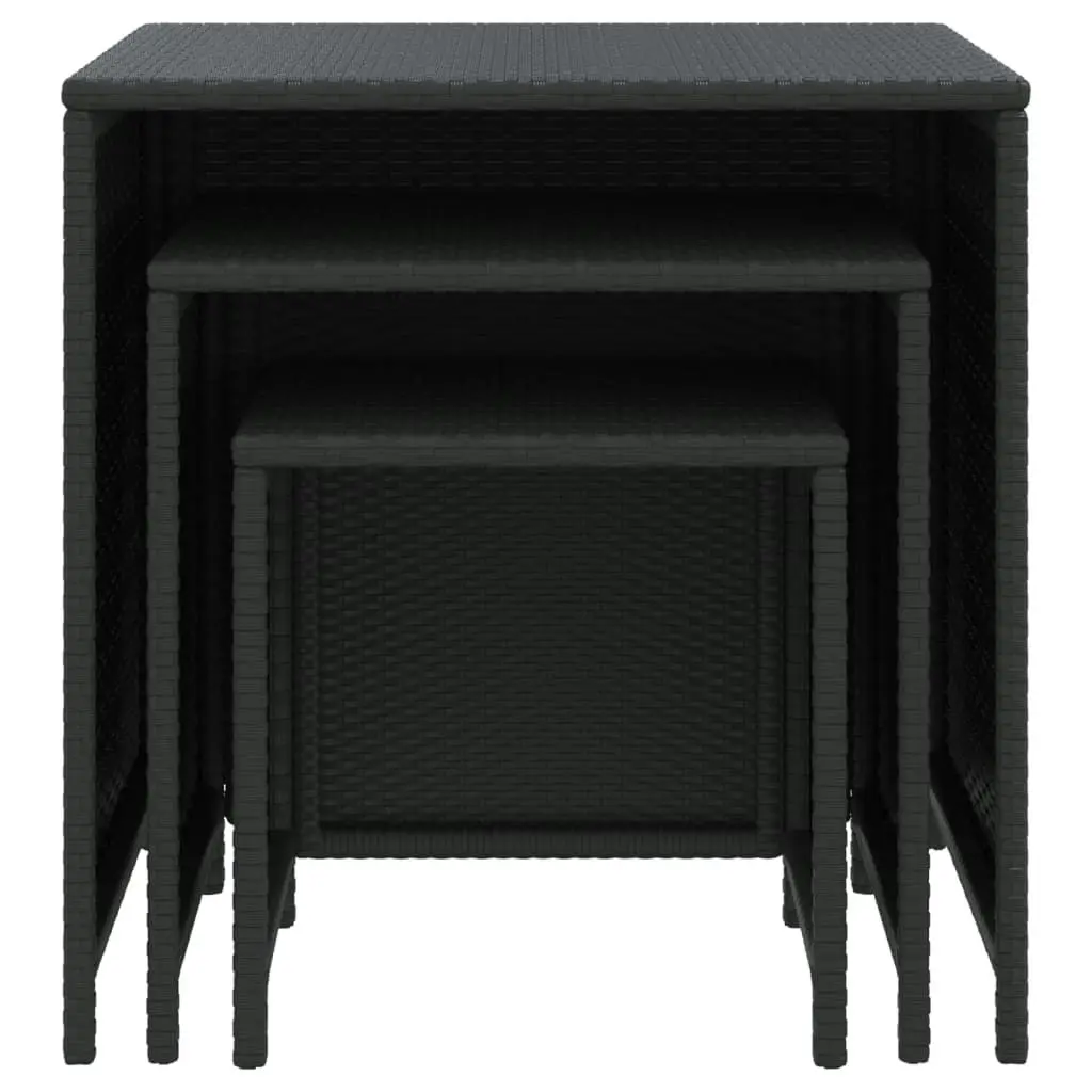 Nesting Tables 3 pcs Black Poly Rattan 319412