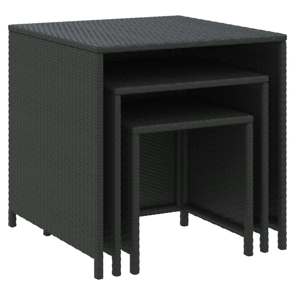 Nesting Tables 3 pcs Black Poly Rattan 319412