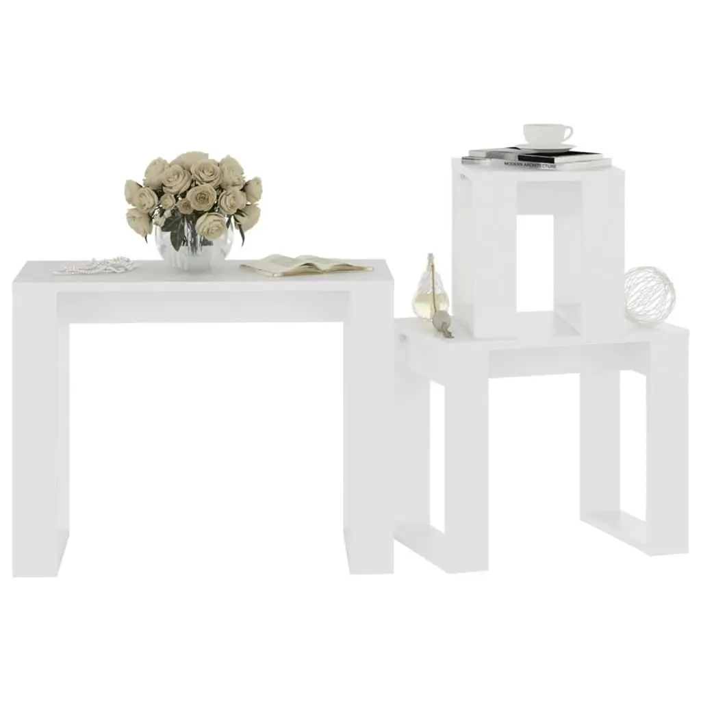 Nesting Tables 3 pcs White Engineered Wood 808603