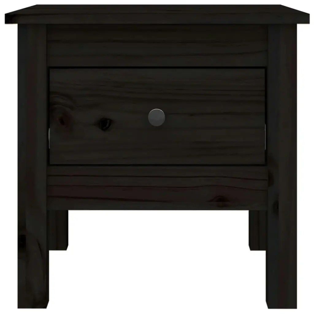 Side Table Black 40x40x39 cm Solid Wood Pine 813792