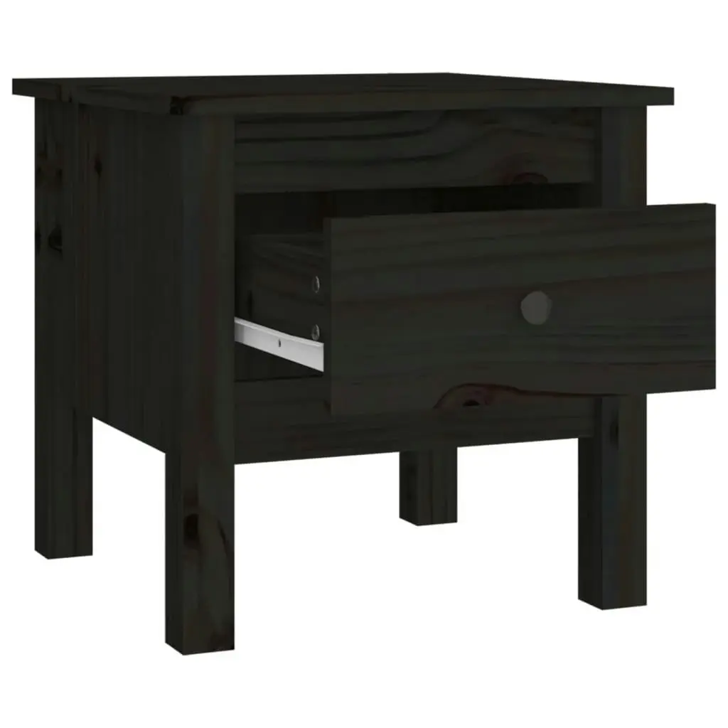 Side Table Black 40x40x39 cm Solid Wood Pine 813792