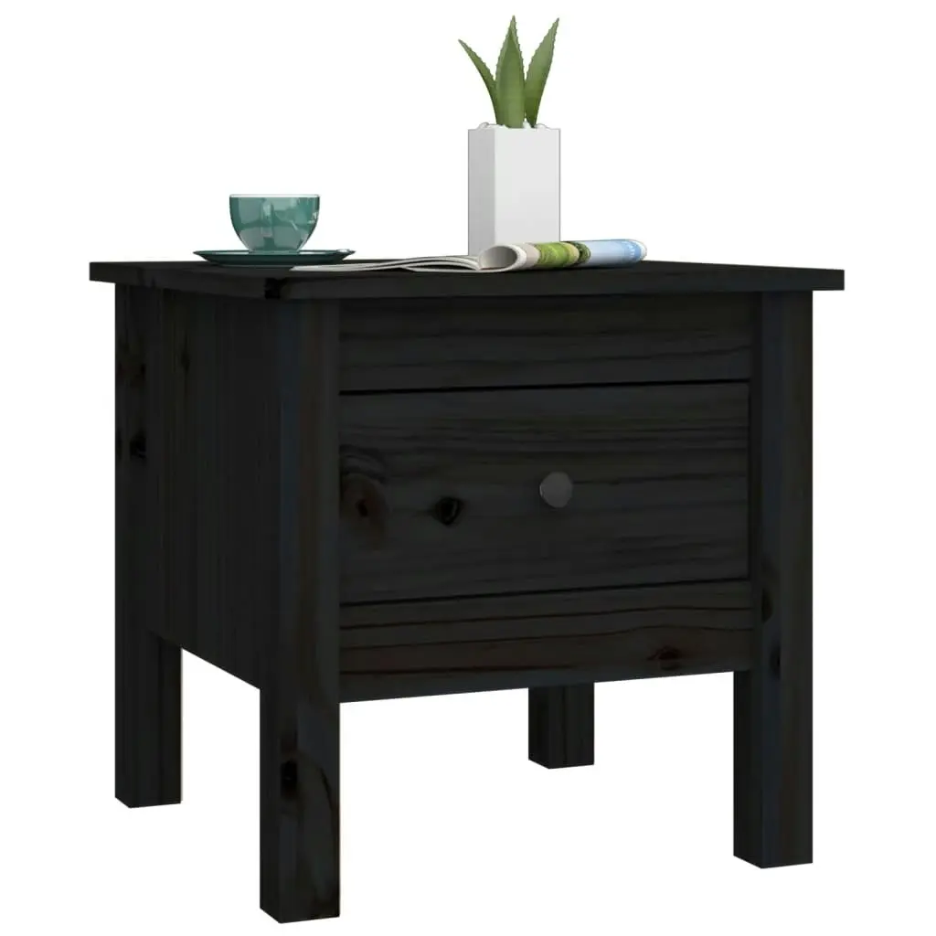 Side Table Black 40x40x39 cm Solid Wood Pine 813792