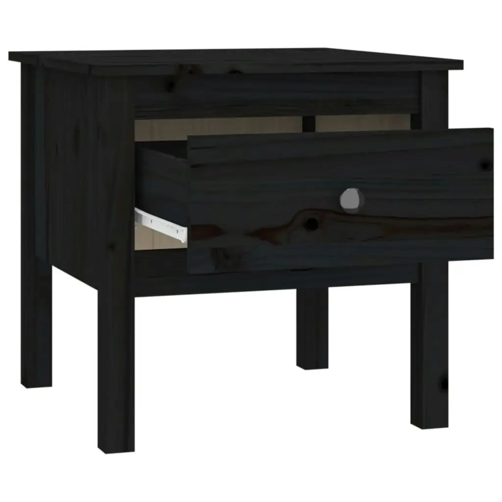 Side Table Black 50x50x49 cm Solid Wood Pine 813802