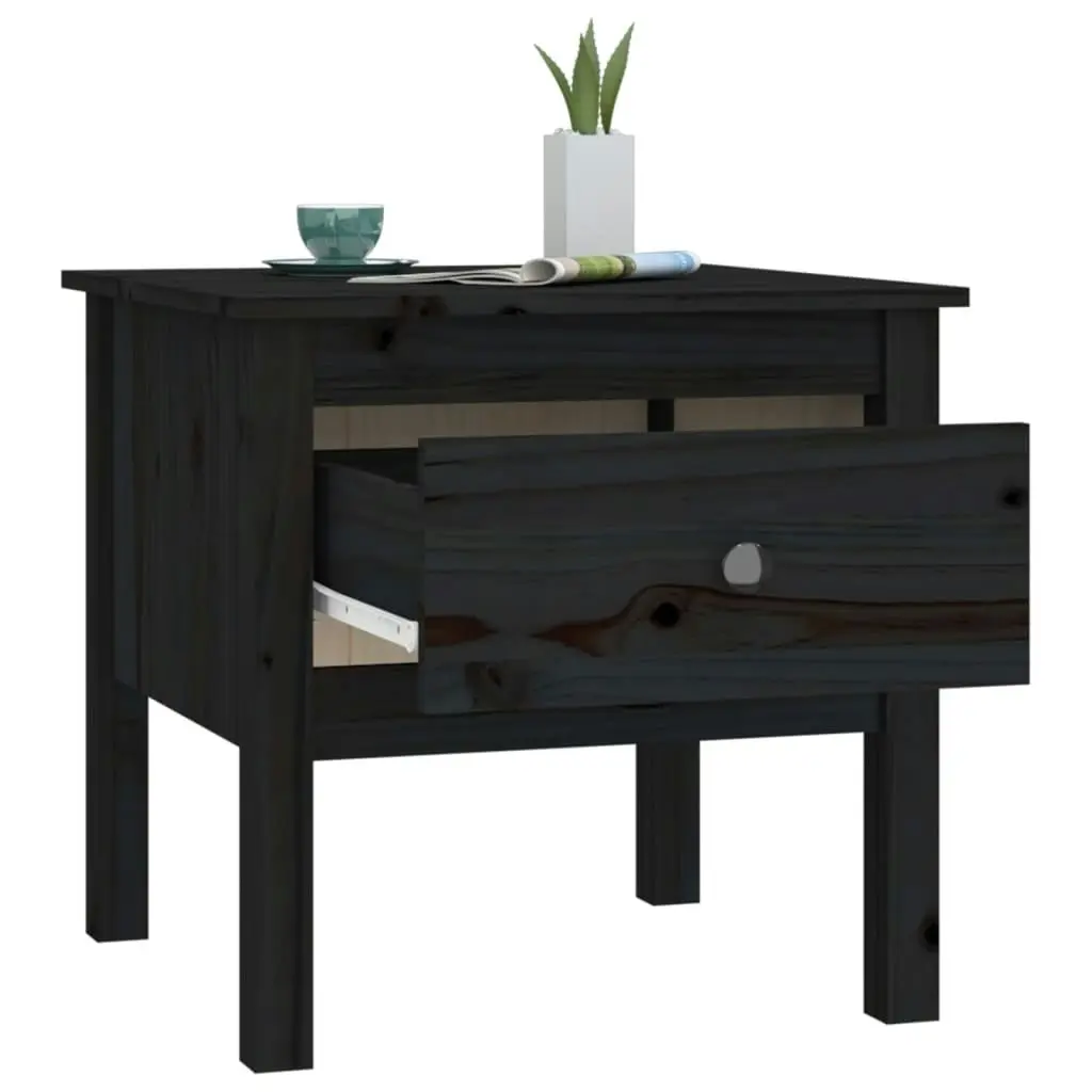 Side Table Black 50x50x49 cm Solid Wood Pine 813802