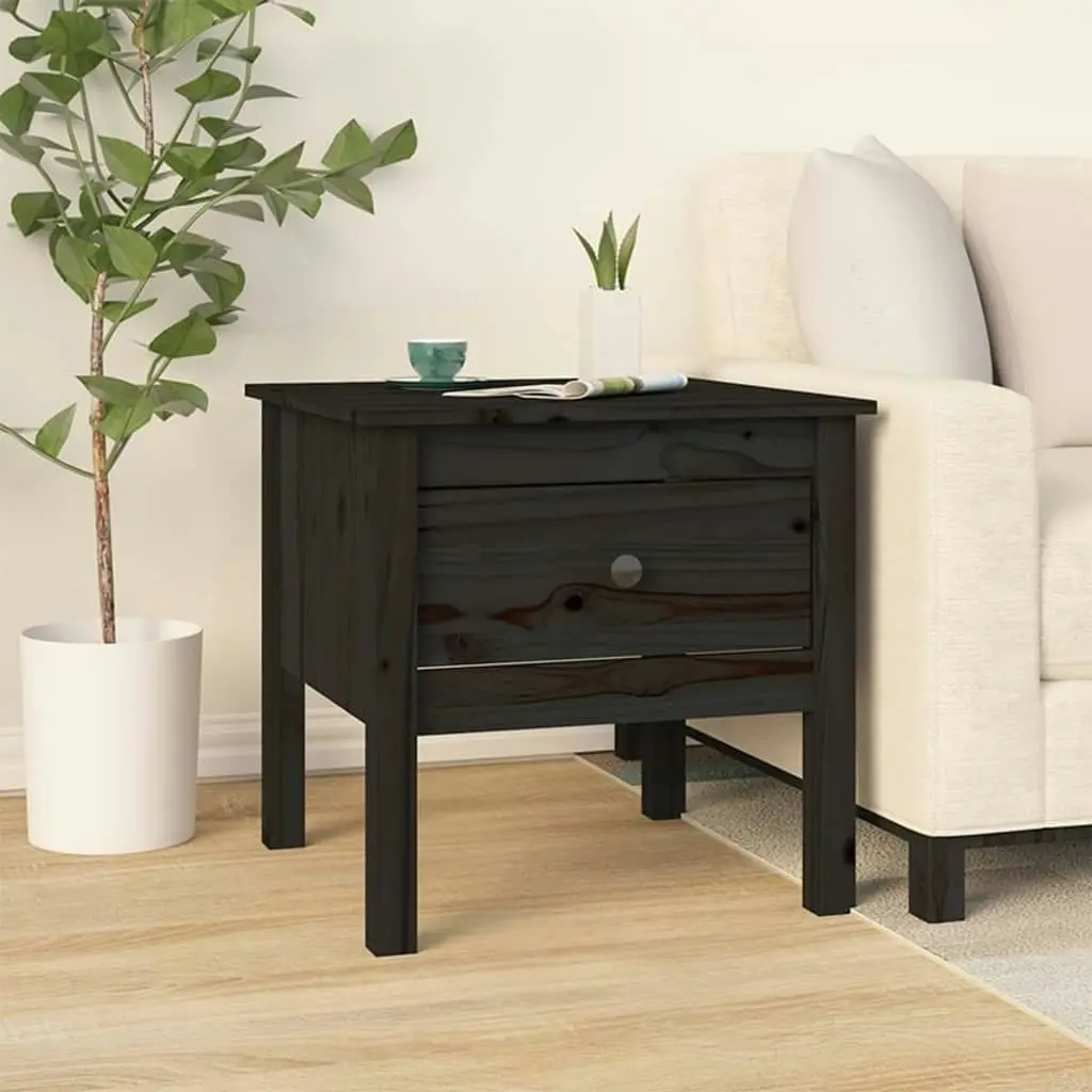 Side Table Black 50x50x49 cm Solid Wood Pine 813802