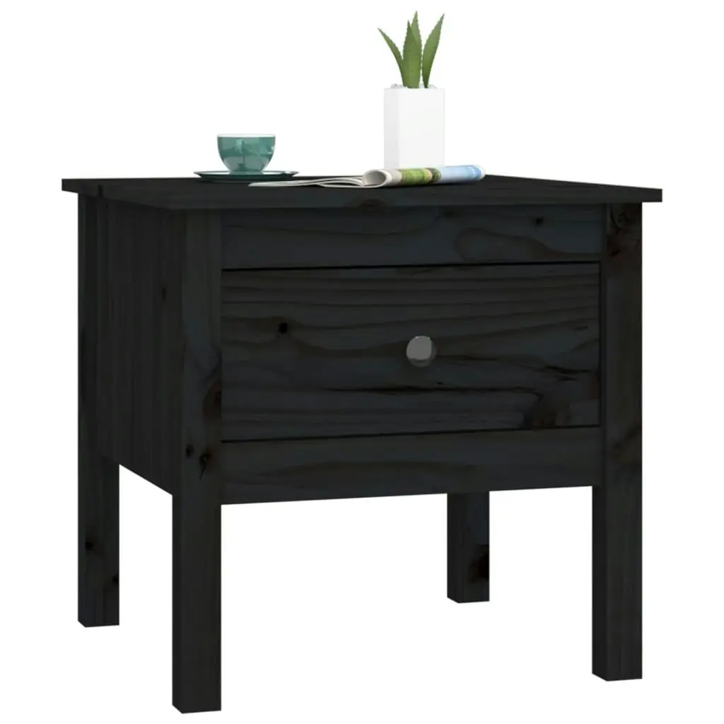 Side Table Black 50x50x49 cm Solid Wood Pine 813802