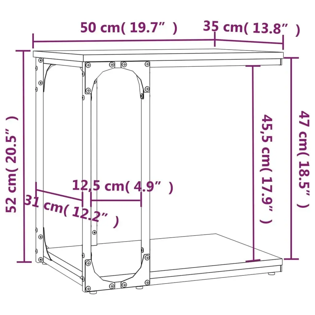 Side Table Brown Oak 50x35x52 cm Engineered Wood 825816