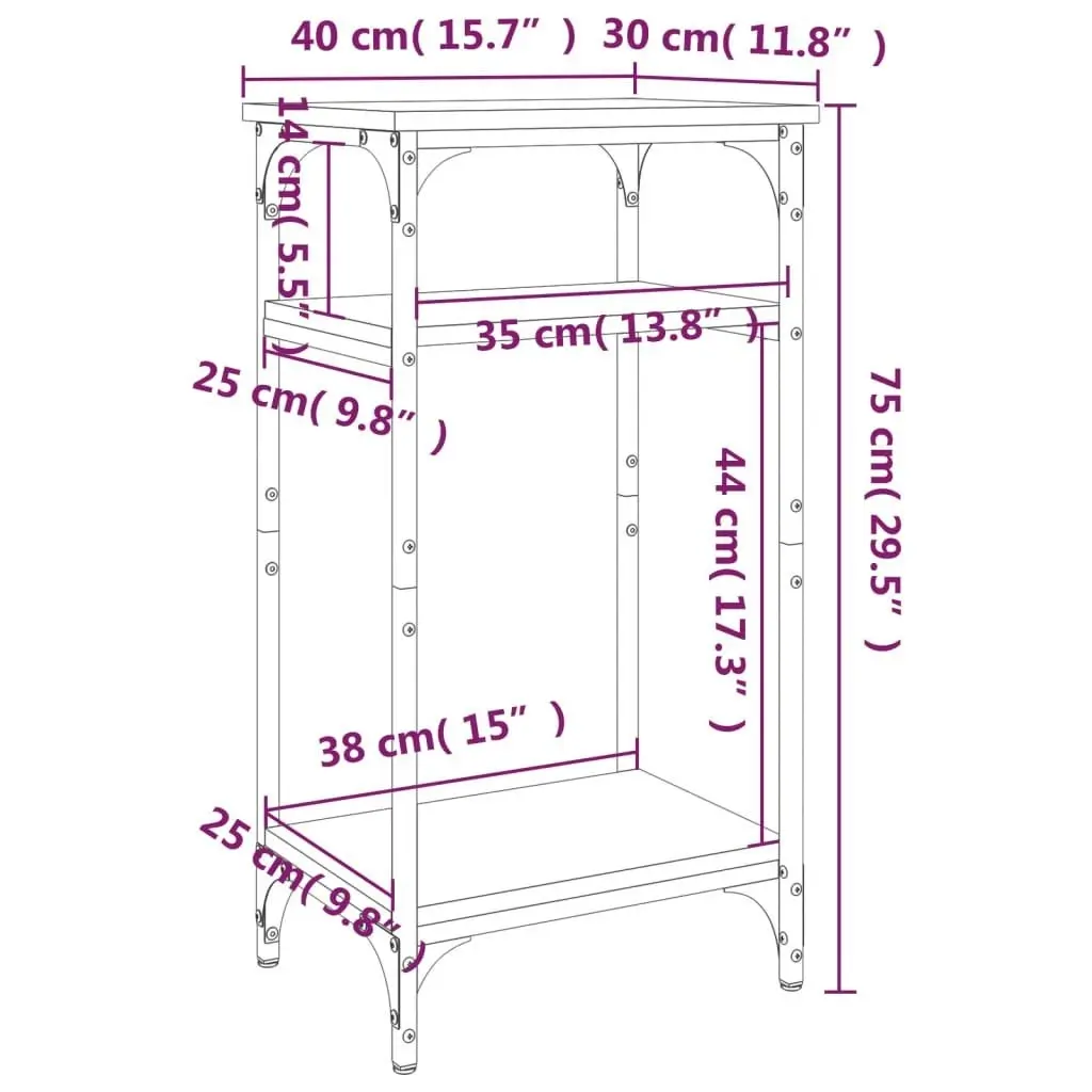 Side Table Grey Sonoma 40x30x75 cm Engineered Wood 825800