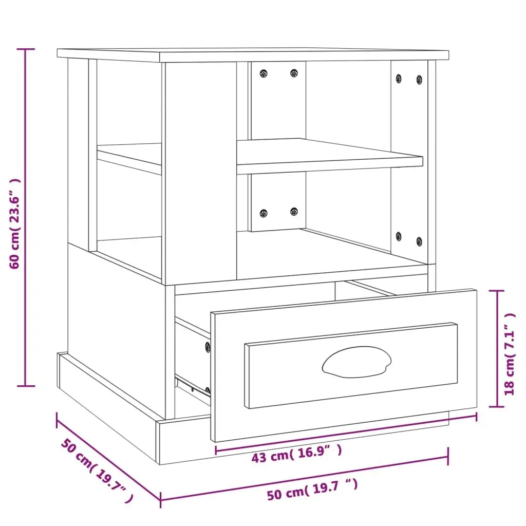 Side Table High Gloss White 50x50x60 cm Engineered Wood 816410