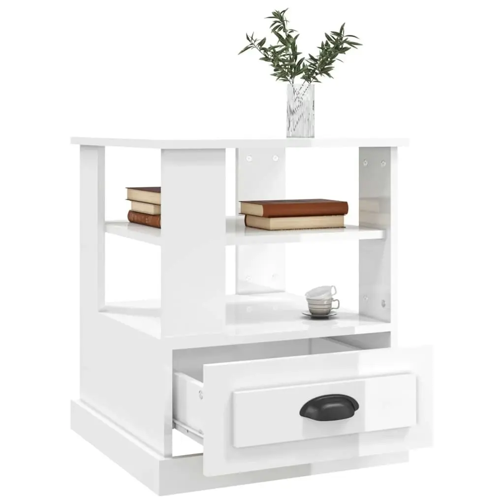 Side Table High Gloss White 50x50x60 cm Engineered Wood 816410