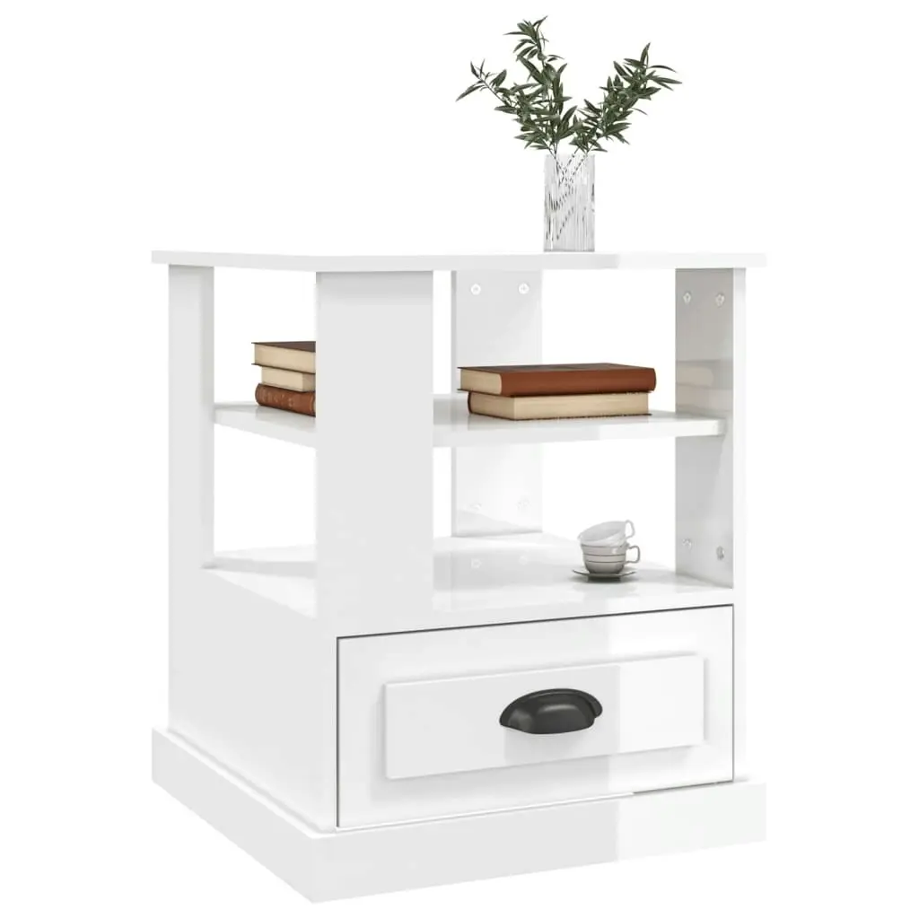 Side Table High Gloss White 50x50x60 cm Engineered Wood 816410