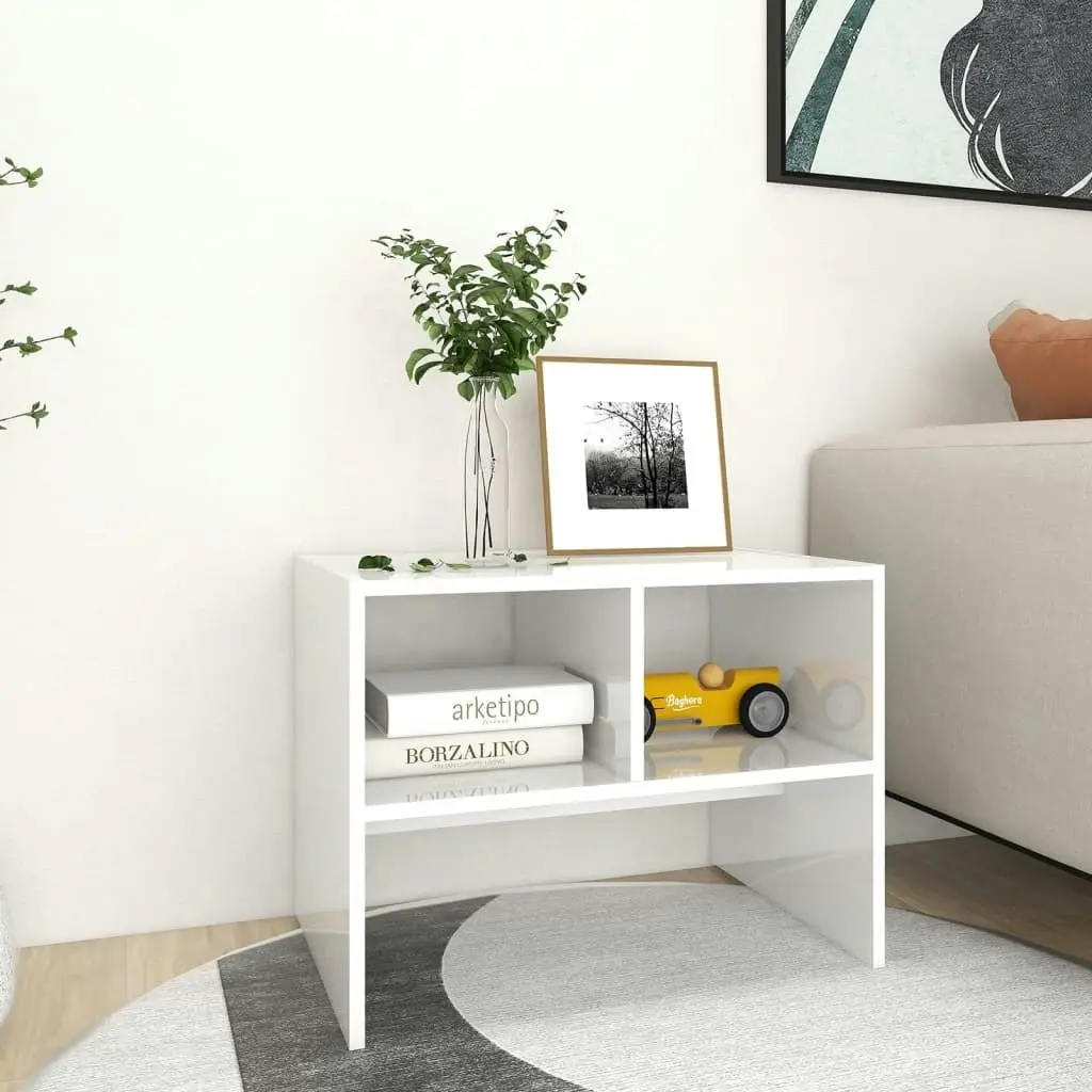 Side Table High Gloss White 60x40x45 cm Engineered Wood 806711