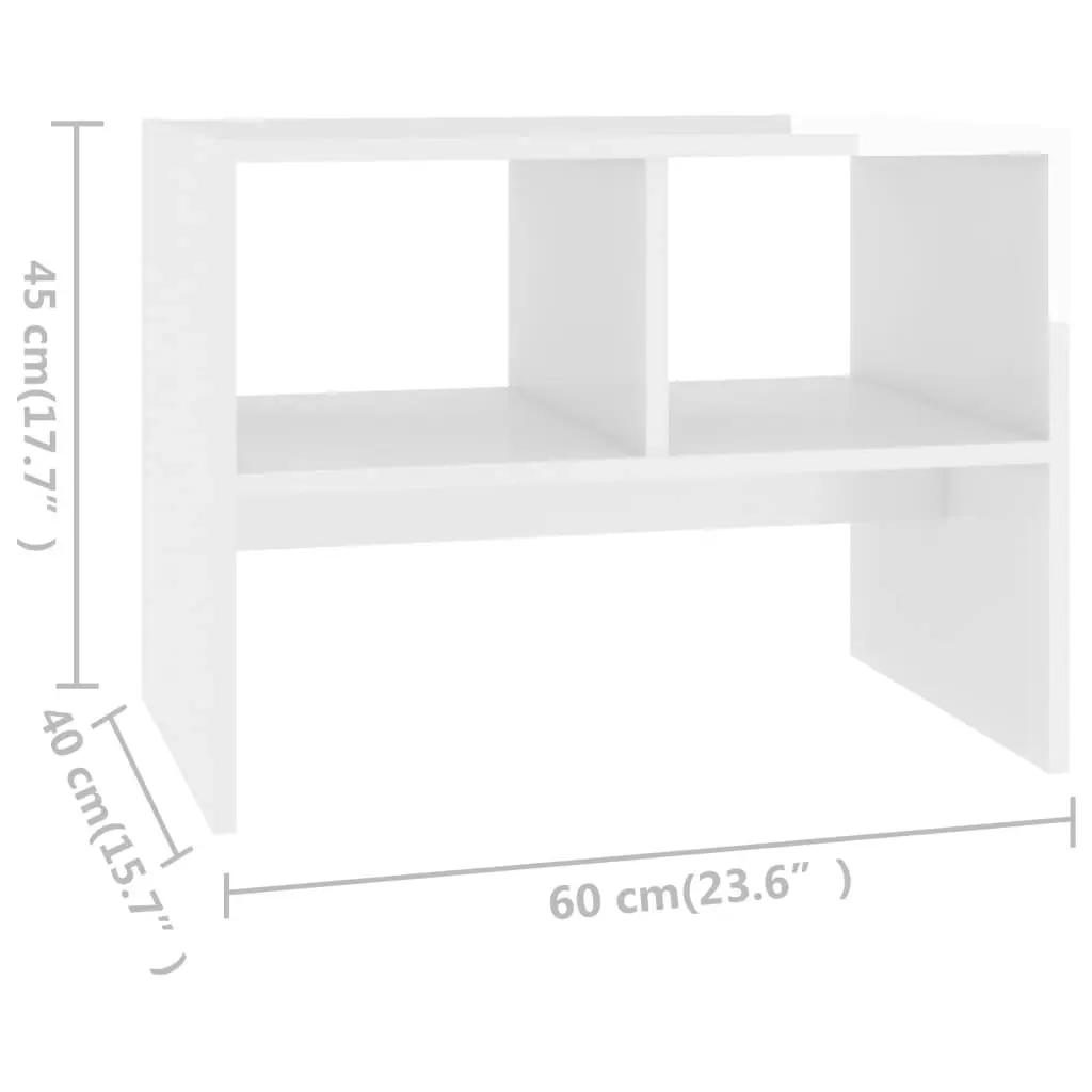 Side Table High Gloss White 60x40x45 cm Engineered Wood 806711