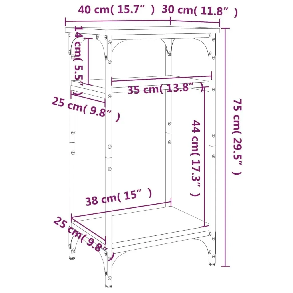 Side Table Sonoma Oak 40x30x75 cm Engineered Wood 825798