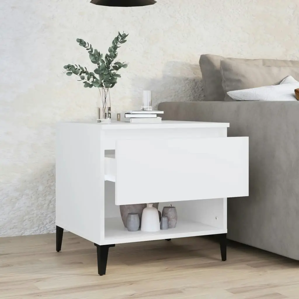 Side Table White 50x46x50 cm Engineered Wood 819548