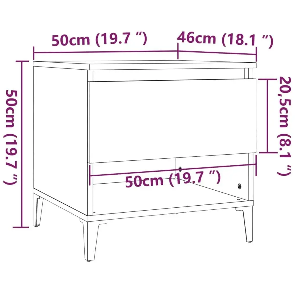 Side Table White 50x46x50 cm Engineered Wood 819548