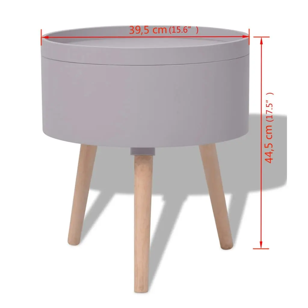 Side Table with Serving Tray Round 39.5x44.5 cm Grey 243404