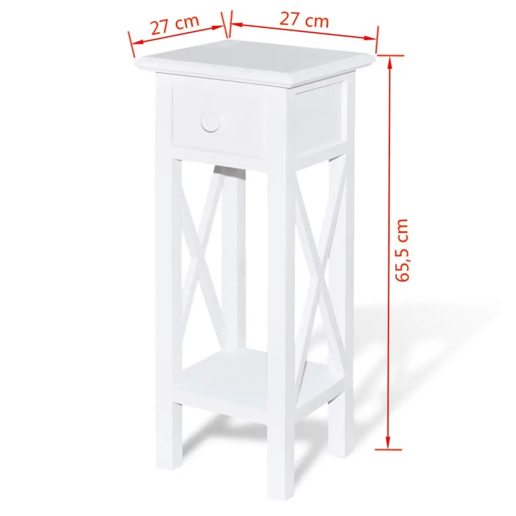 Side Table with Drawer White 241147