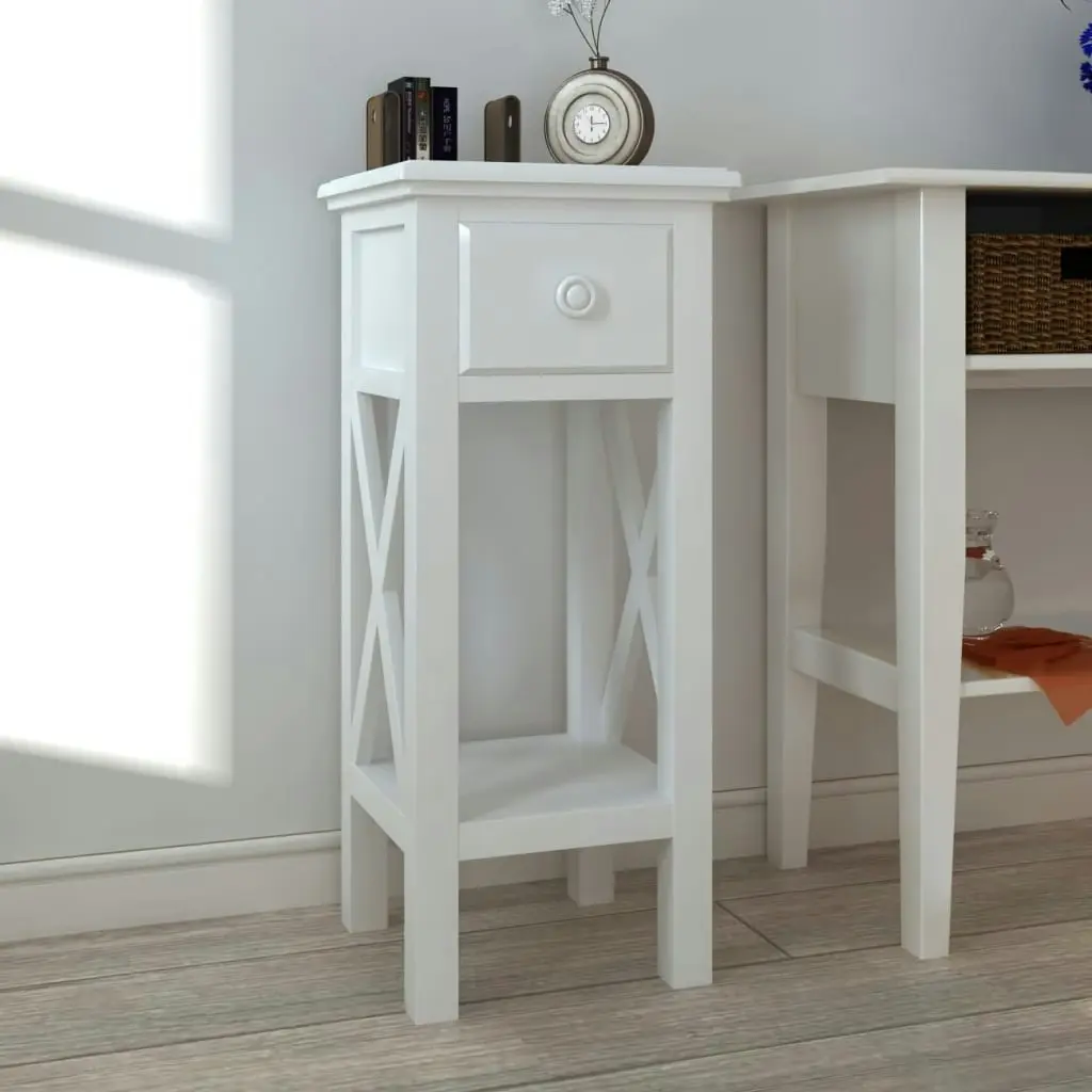 Side Table with Drawer White 241147