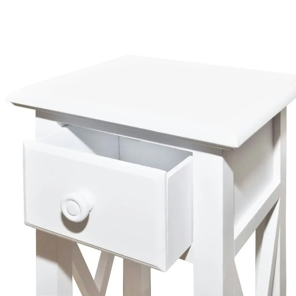 Side Table with Drawer White 241147