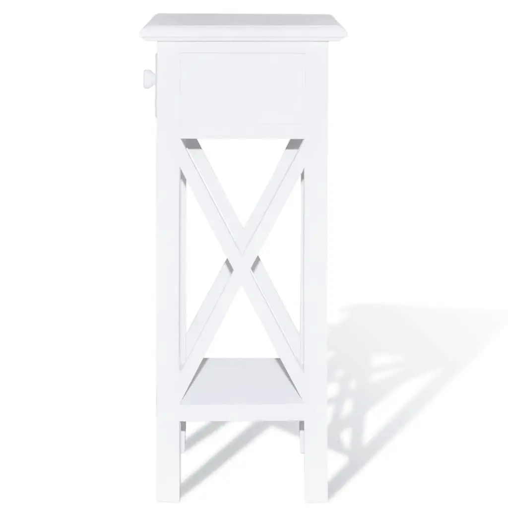 Side Table with Drawer White 241147