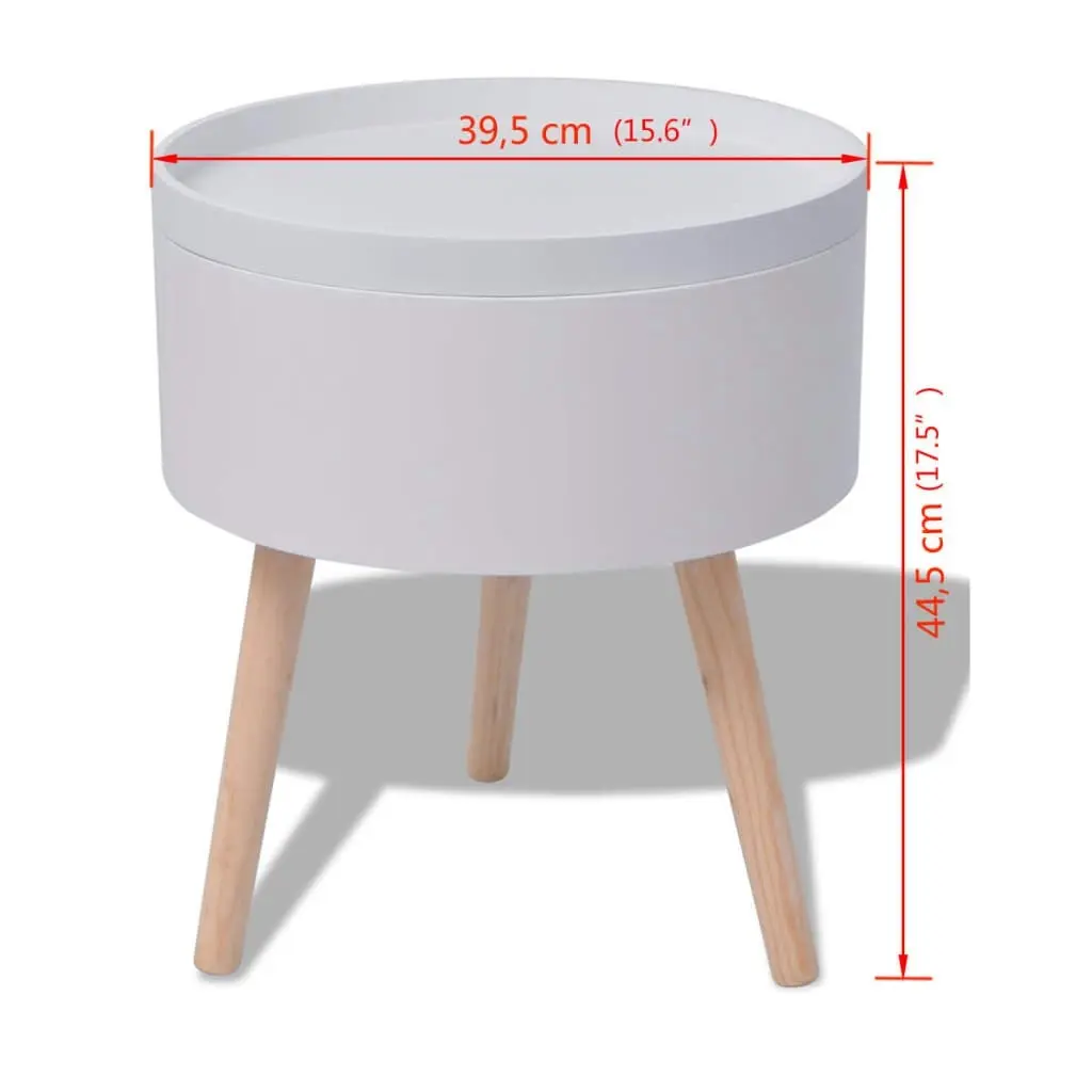 Side Table with Serving Tray Round 39.5x44.5 cm White 243402