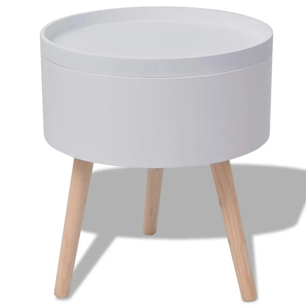 Side Table with Serving Tray Round 39.5x44.5 cm White 243402