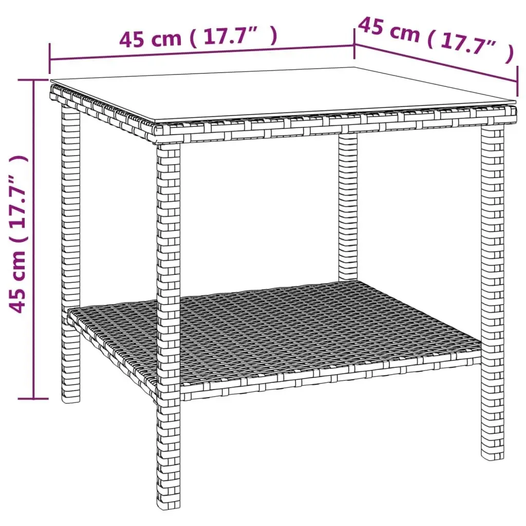 Side Table Black 45x45x45 cm Poly Rattan and Tempered Glass 319398