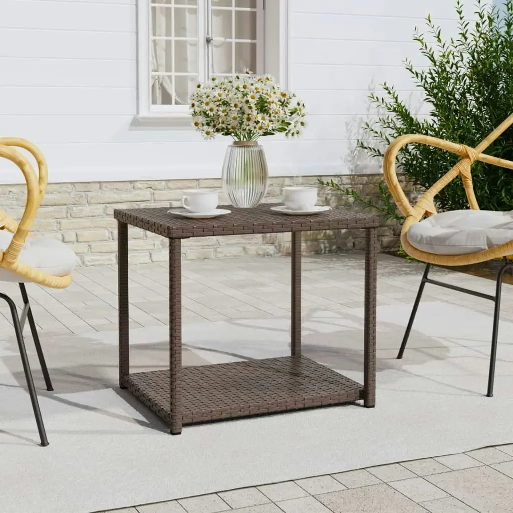 Side Table Brown 55x45x49 cm Poly Rattan 319405