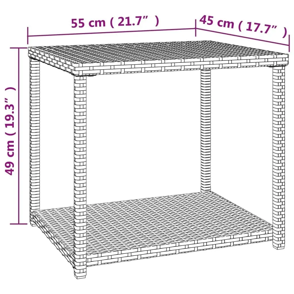 Side Table Brown 55x45x49 cm Poly Rattan 319405