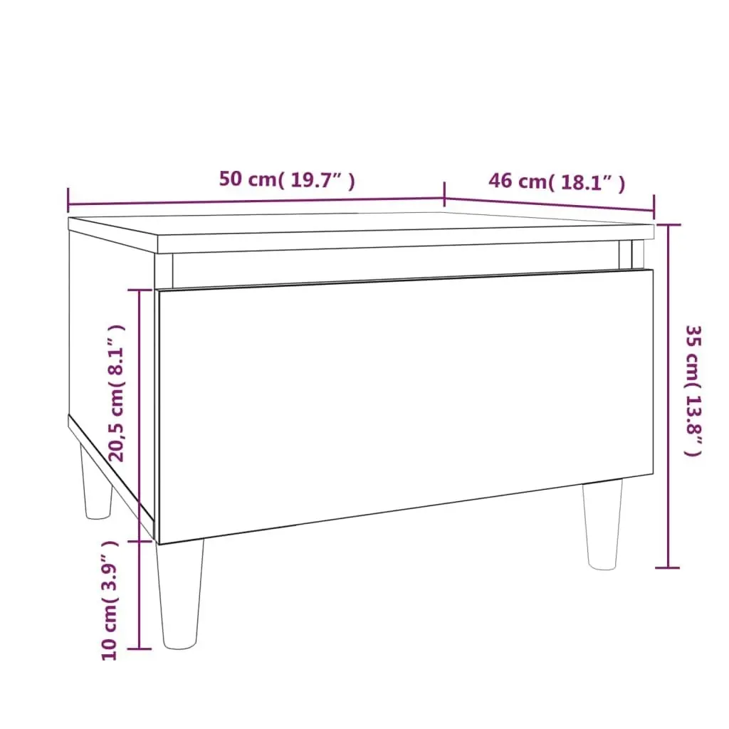 Side Table High Gloss White 50x46x35 cm Engineered Wood 819504