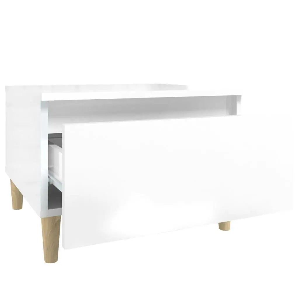 Side Table High Gloss White 50x46x35 cm Engineered Wood 819504