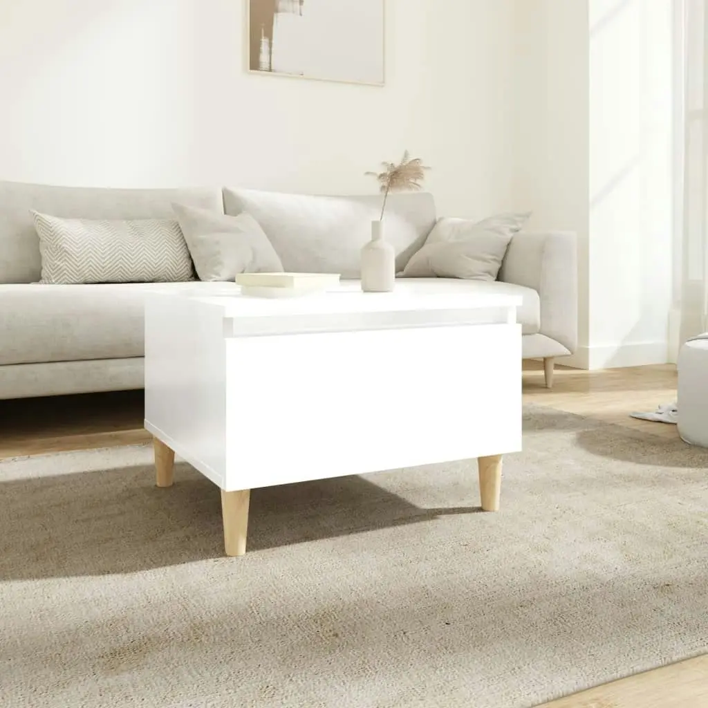 Side Table High Gloss White 50x46x35 cm Engineered Wood 819504