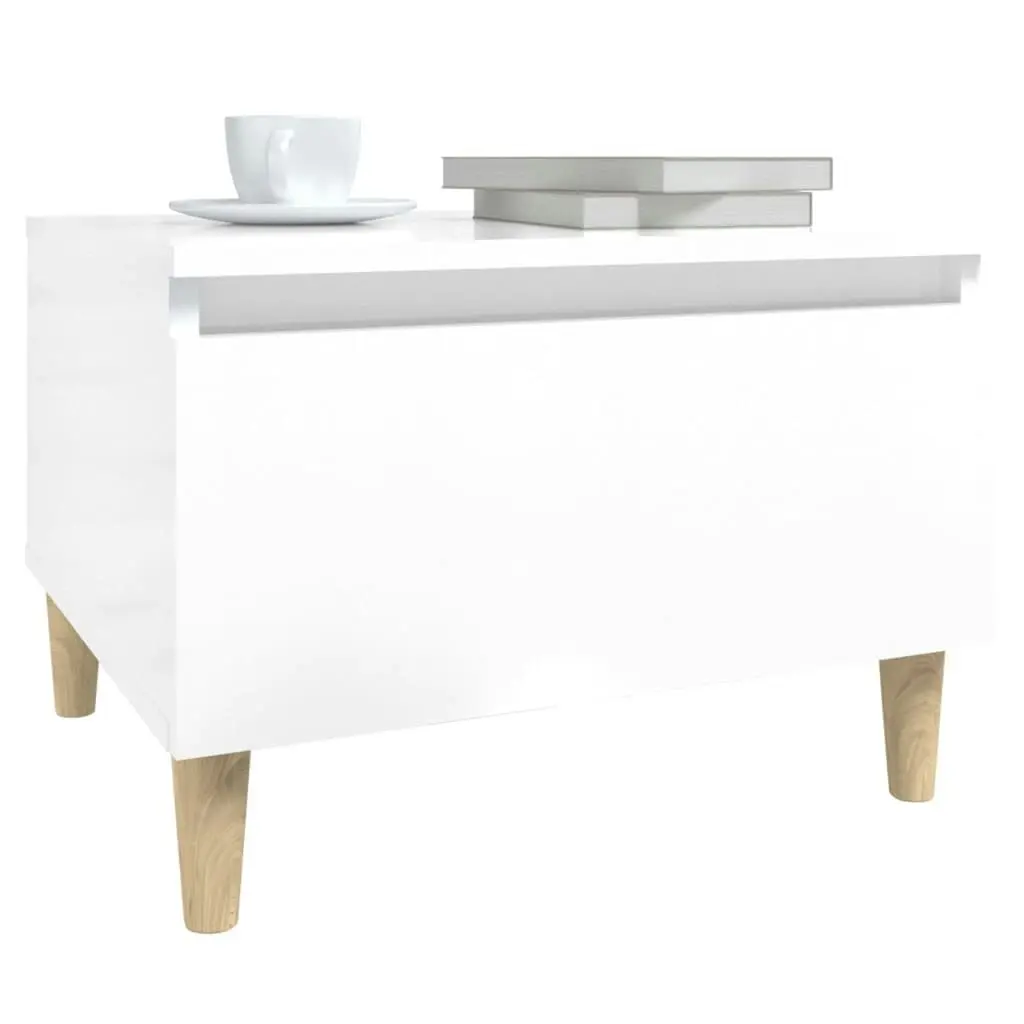 Side Table High Gloss White 50x46x35 cm Engineered Wood 819504