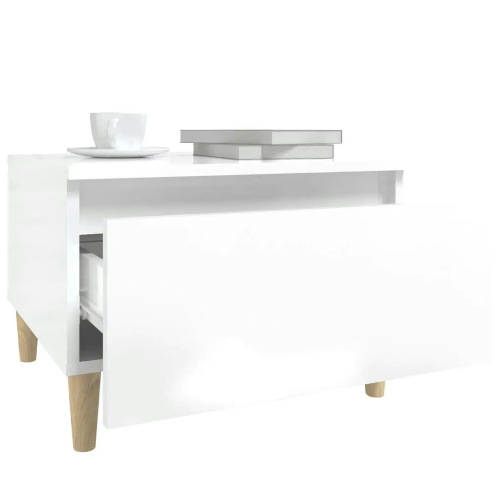 Side Table High Gloss White 50x46x35 cm Engineered Wood 819504